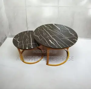 Black Nesting Table Marble Effect (Mdf)