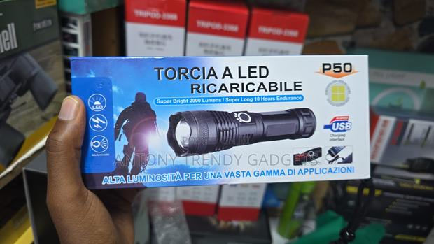 P50 Led Torch High Brightness Waterproof Zoom Light - thumbnail 2