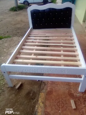 White Bed Made of Timber