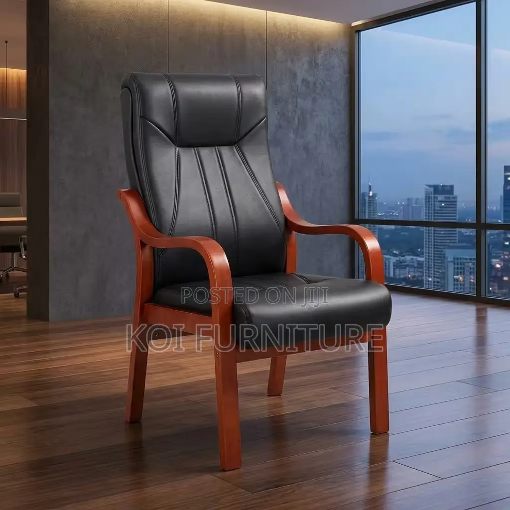 Office Chairs; Leather Executive Office Chairs With Wooden Armrest