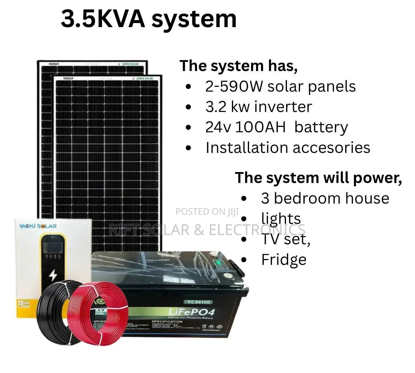 3.2kw - 100ah Lithium Home Solar Solution - (2)590w Bifacial Solar
