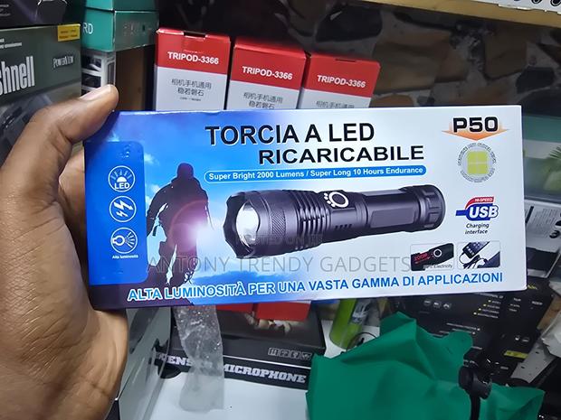 P50 Rechargeable Tactical Led Flashlight, Torch - thumbnail 2