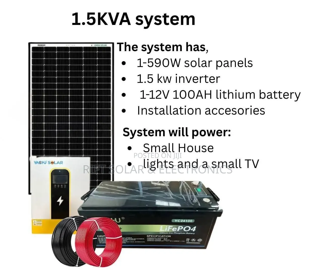 1.5kw - 100ah Lithium Solar Battery - 590w Bifacial Solar Home Power