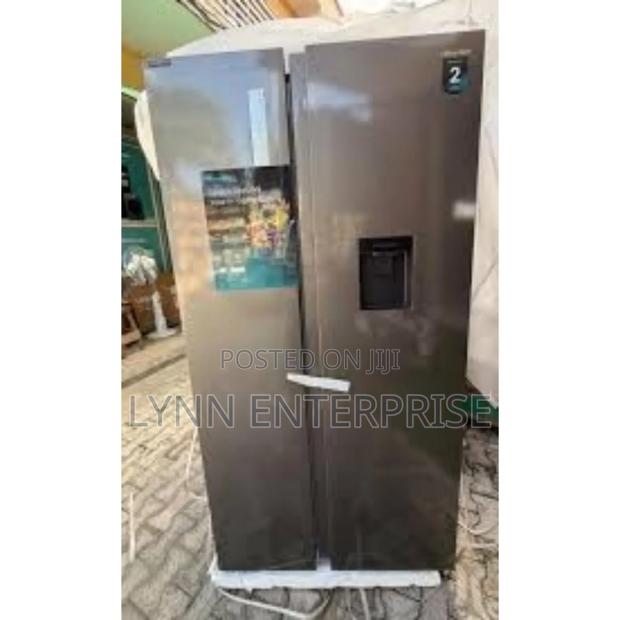 Silver Hisense Fridge Side by Side 434 Litres With Water Dispenser.