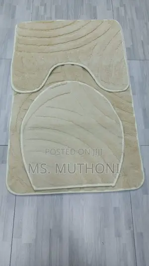 Quality 3 Pc Toilet Mats ;Micro Fiber With Rubber