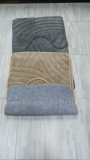 Quality 3 Pc Toilet Mats ;Micro Fiber With Rubber