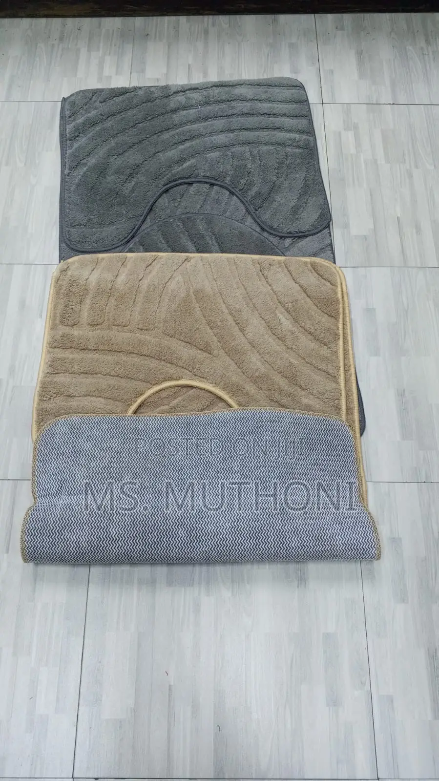Quality 3 Pc Toilet Mats ;Micro Fiber With Rubber