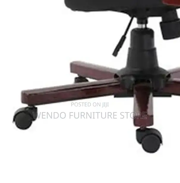 Office Chairs; Leather High Back Seat With Wooden Armrest