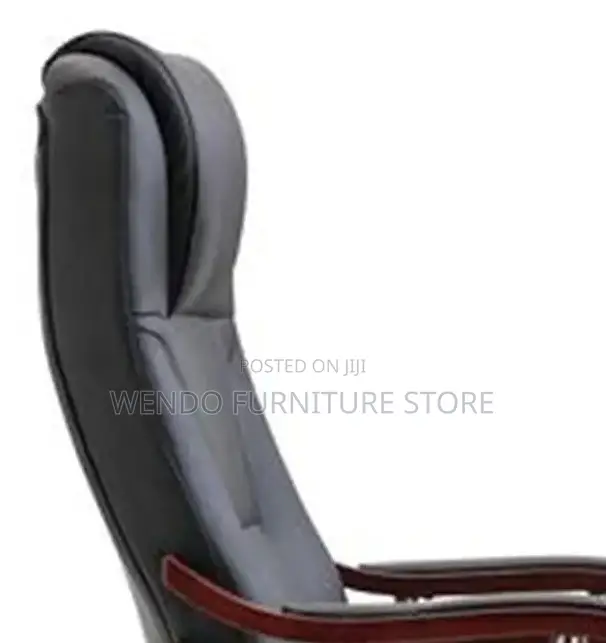 Office Chairs; Leather High Back Seat With Wooden Armrest