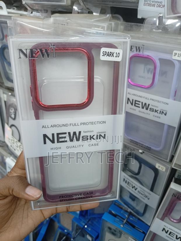 Infinix Spark 10 Red Transparent Protective Phone Case - main view