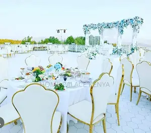 Dining Chair: High End Gold Stainless Steel Banquet Dining Chair