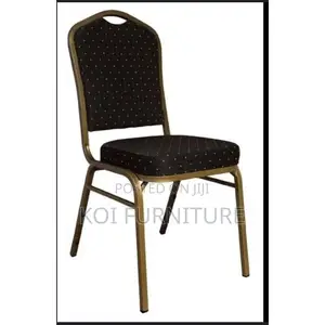 Office Chair : Blue Upholstered Banquet Chair With Gold Aluminum Frame