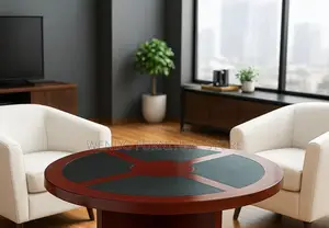 Office Table; Round Mahogany Made Executive Boardroom Table