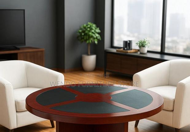 Office Table; Round Mahogany Made Executive Boardroom Table - thumbnail 3