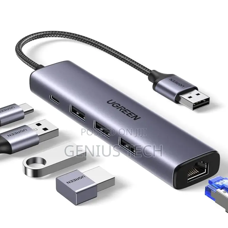 Ugreen Usb 3.0 to 3×Usb 3.0 + Rj45 (1000m) Ethernet Adapter