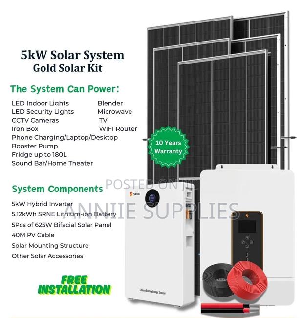 5.12kwh Lithium Battery+5.5kva Solar Gold Package