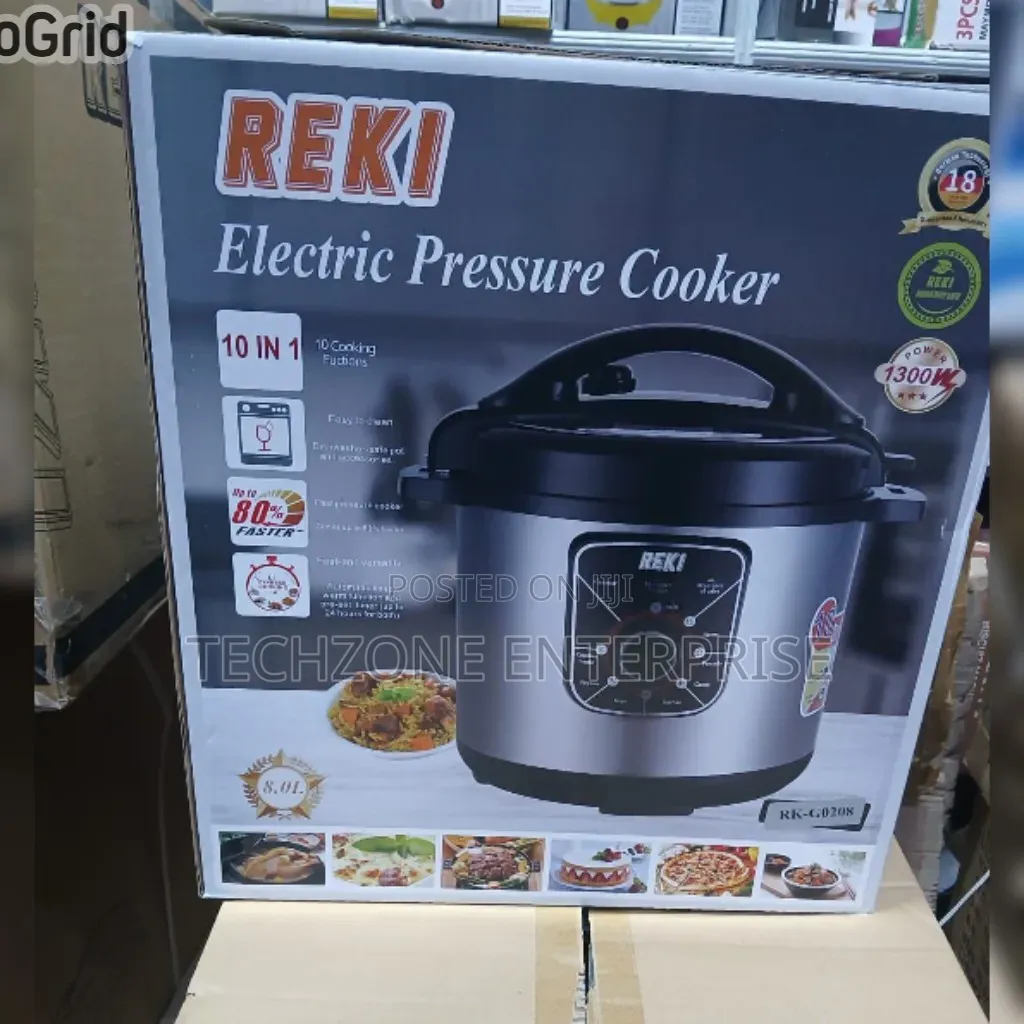 10 in 1 Reki 8 Litres Pressure Cooker With Lid Auto Lock 