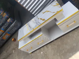 Executive Marble Design Tv Stand , White Finish