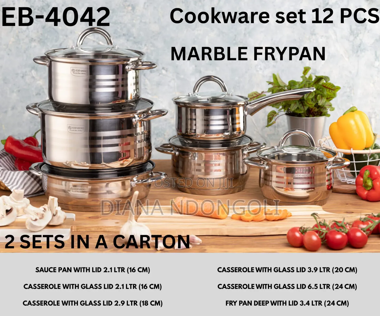 New In! *Eb4042* With Marble (Nonstick ) Deep Pan