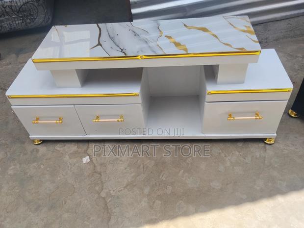 Marble Top Tv Stand , 5 FTS White