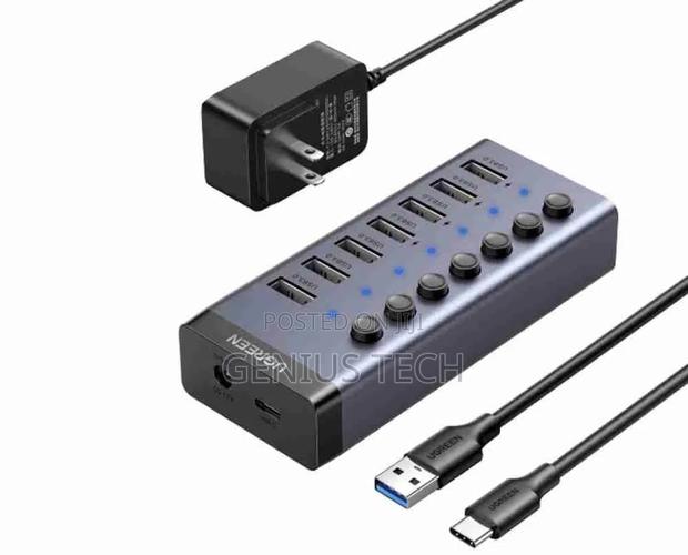 Ugreen Usb 3.0 7-Port Hub (12v 2a, Dc 5.5mm, Uk) – Cm481 / Ug-90306
