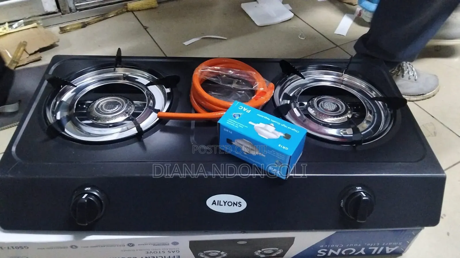 *Ailyons Two Burner Black Auto Ignation Table Top (Mabati)*