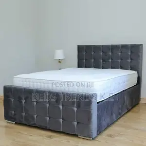 Gray Tufted Velvet Bed Frame