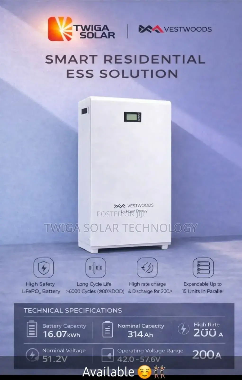 16kwh Vestwoods Lithium Battries
