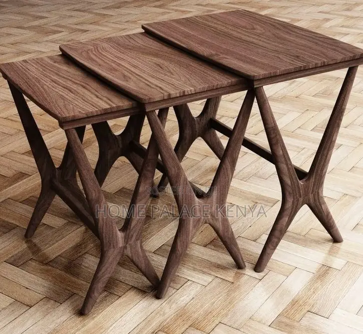 Nesting Stools: Rustic Wooden Nesting Side Tables