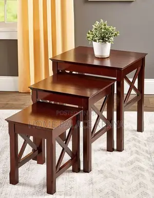 Nesting Stools: Rustic Wooden Nesting Side Tables