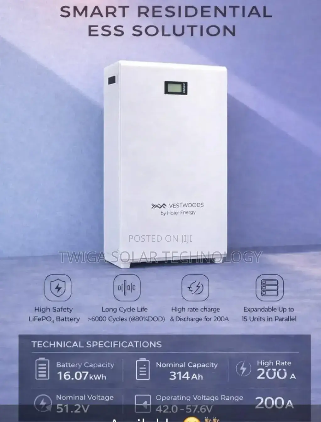 16kwh Vestwoods Lithium Battries