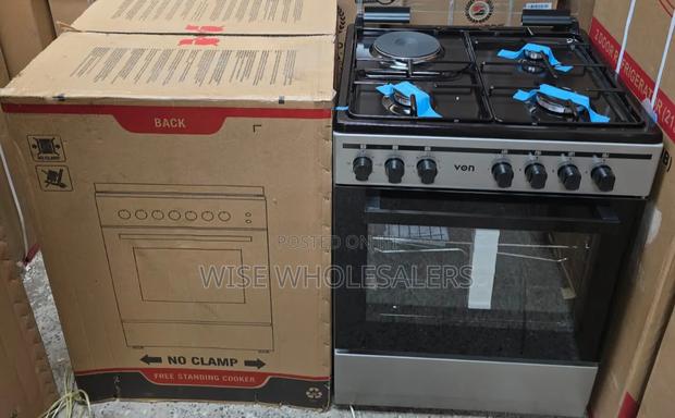 Von 60x55 Inox Grey Cooker - 3 Gas + 1 Electric Hotplate