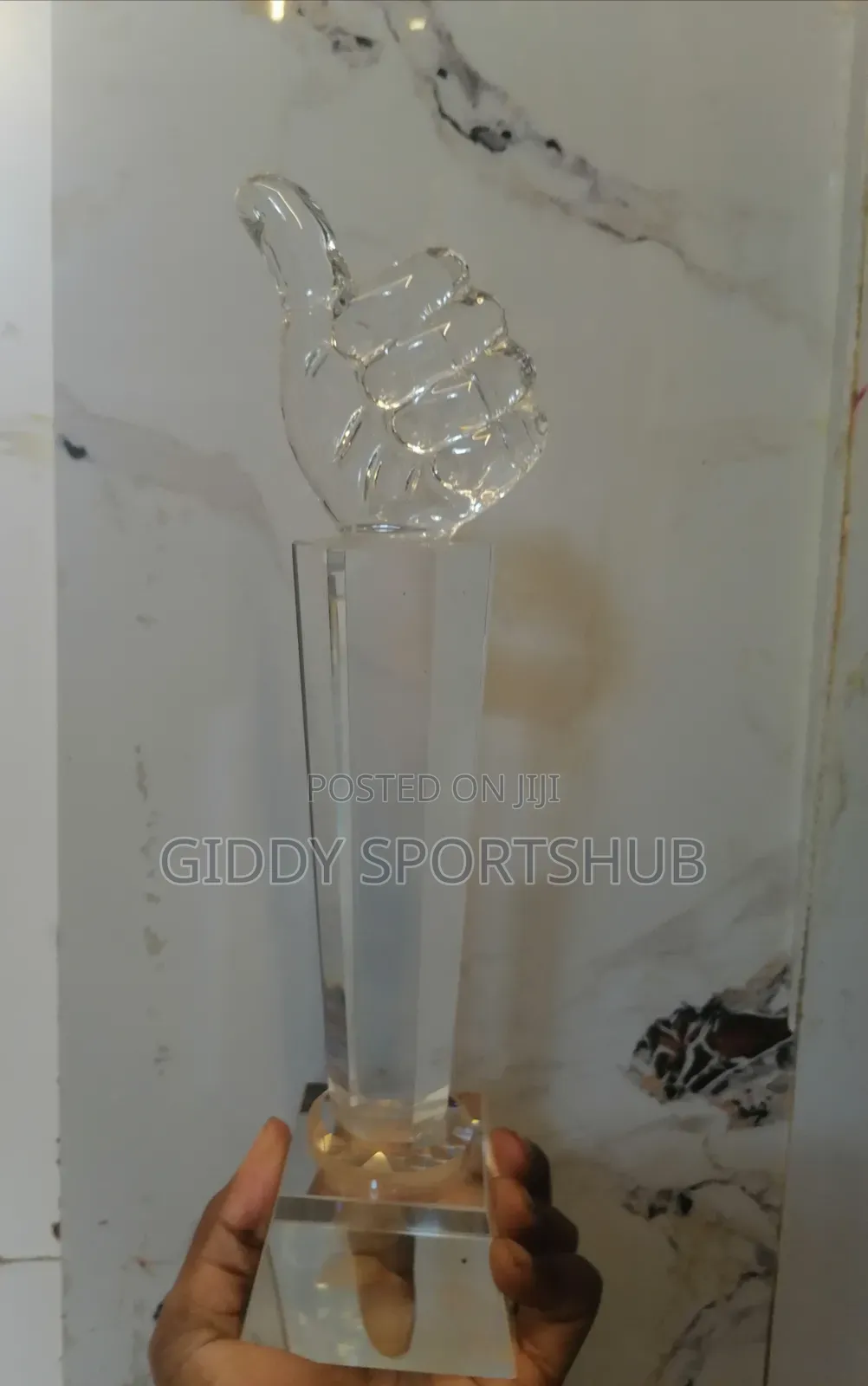 Crystal Thumbs Up Trophy