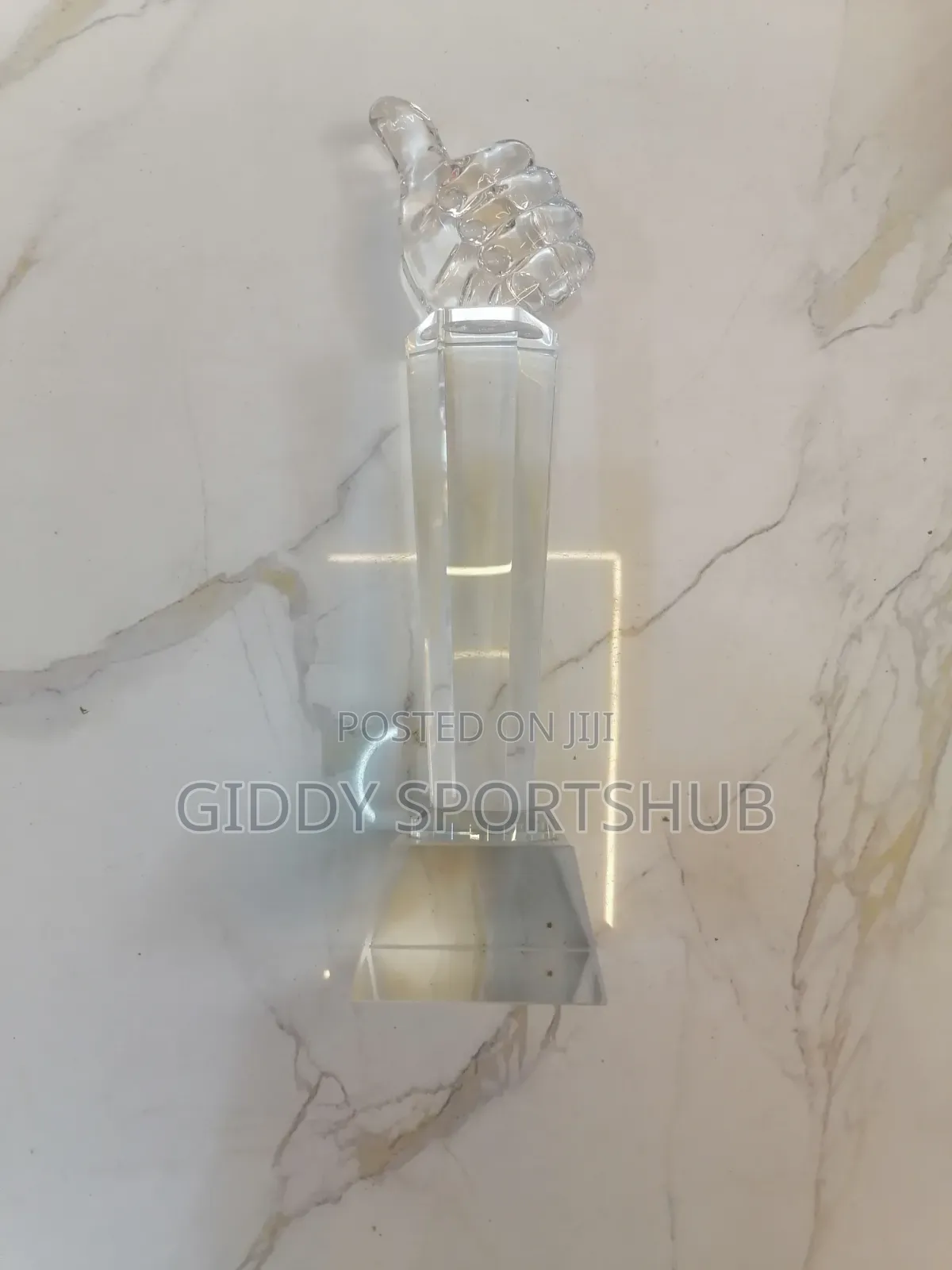 Crystal Thumbs Up Trophy