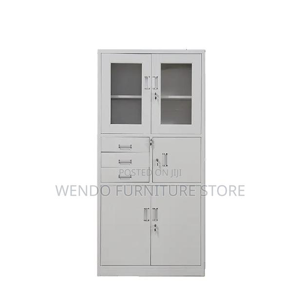 Office Cabinet; Two Doors Gray Executive Cabinet With Secure Safe - thumbnail 2