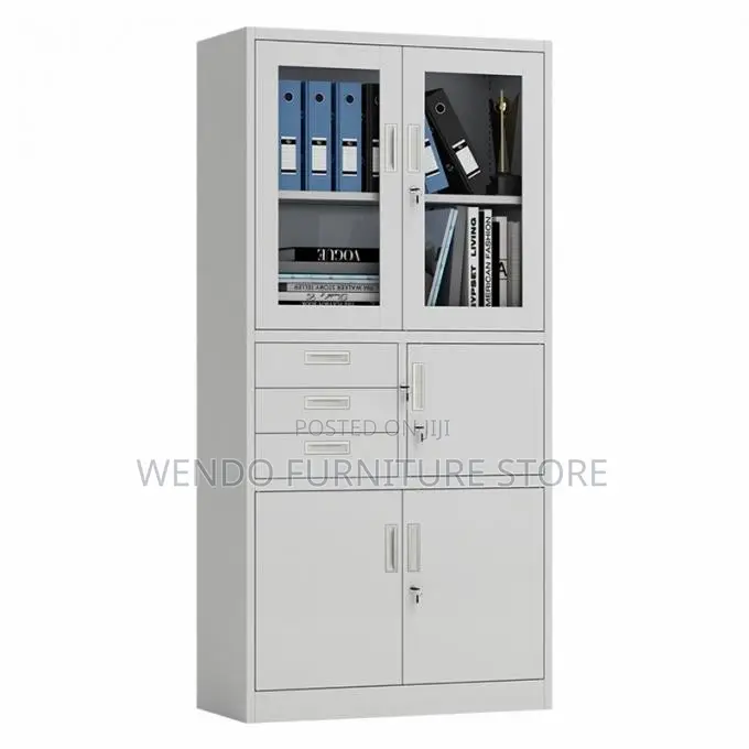 Office Cabinet; Two Doors Gray Executive Cabinet With Secure Safe
