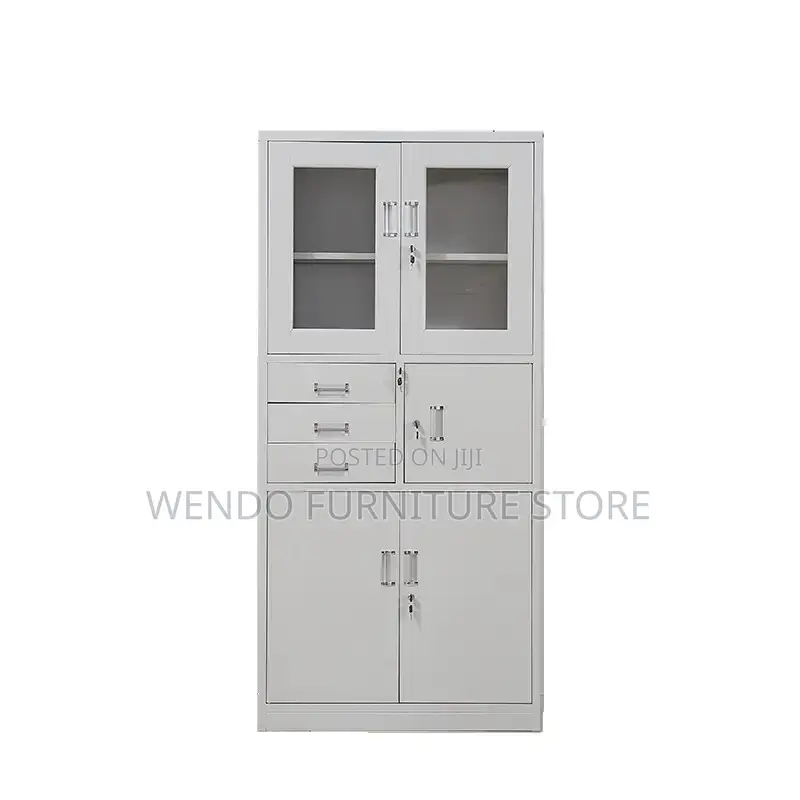Office Cabinet; Two Doors Gray Executive Cabinet With Secure Safe