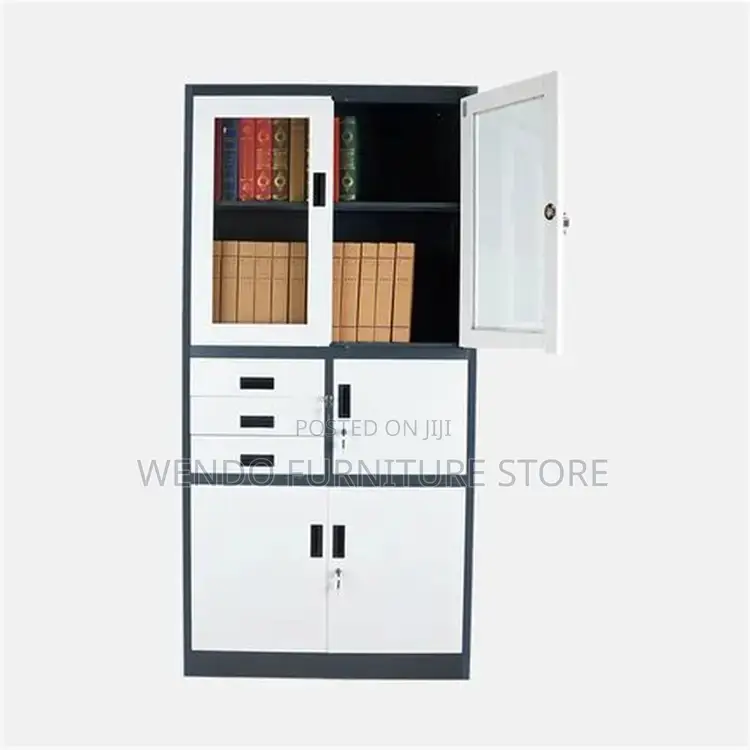 Office Cabinet; Two Doors Gray Executive Cabinet With Secure Safe