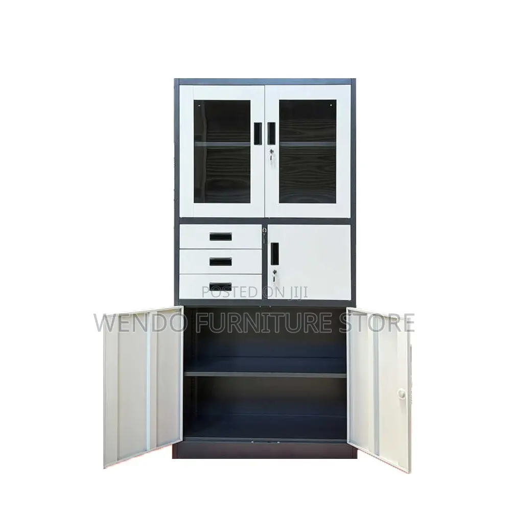 Office Cabinet; Two Doors Gray Executive Cabinet With Secure Safe