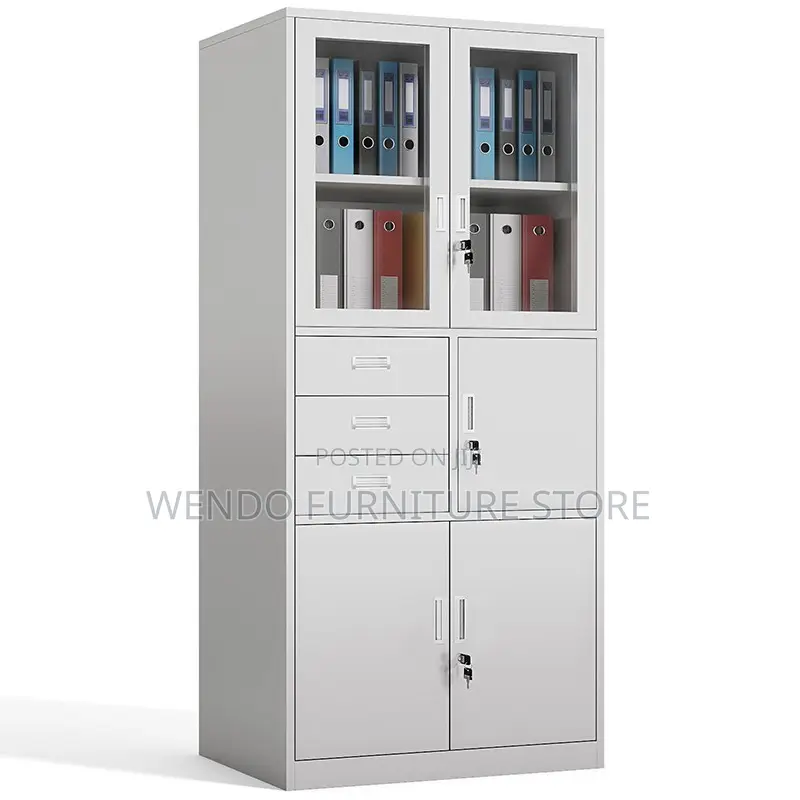 Office Cabinet; Two Doors Gray Executive Cabinet With Secure Safe