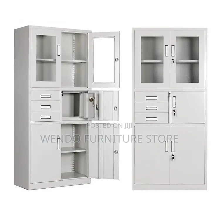 Office Cabinet; Two Doors Gray Executive Cabinet With Secure Safe
