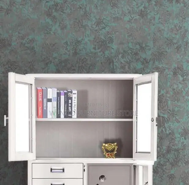 Office Cabinet; Two Doors Gray Executive Cabinet With Secure Safe