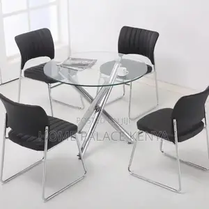 Glass Table: Round Transparent Tempered Glass Dining Table