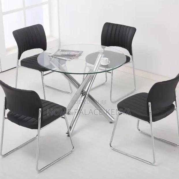 Glass Table: Round Transparent Tempered Glass Dining Table - thumbnail 2
