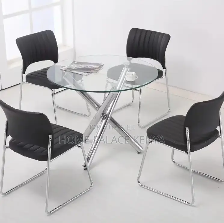 Glass Table: Round Transparent Tempered Glass Dining Table