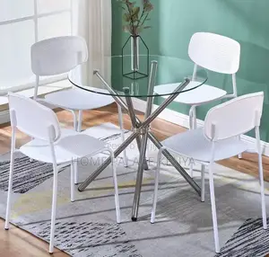 Glass Table: Round Transparent Tempered Glass Dining Table