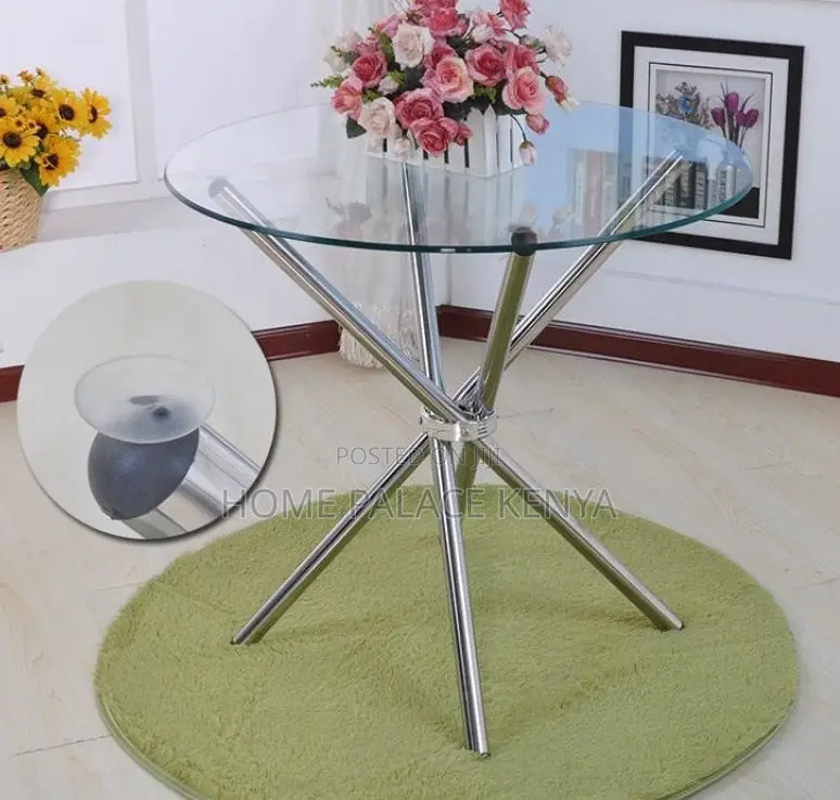 Glass Table: Round Transparent Tempered Glass Dining Table