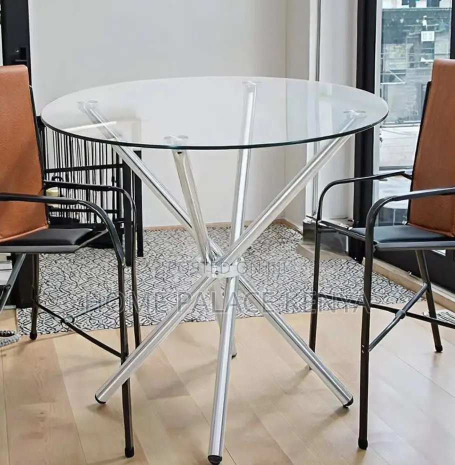 Glass Table: Round Transparent Tempered Glass Dining Table