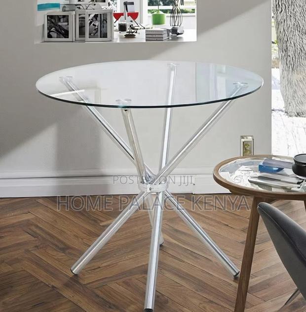 Glass Table: Round Transparent Tempered Glass Dining Table - thumbnail 9
