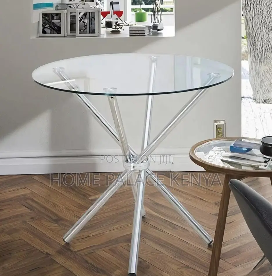 Glass Table: Round Transparent Tempered Glass Dining Table